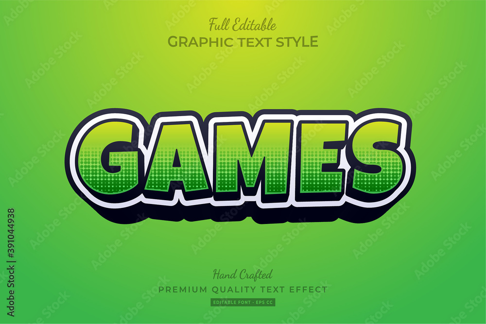 Green Games Cartoon Editable Text Effect Green Games Cartoon Editable Text Effect