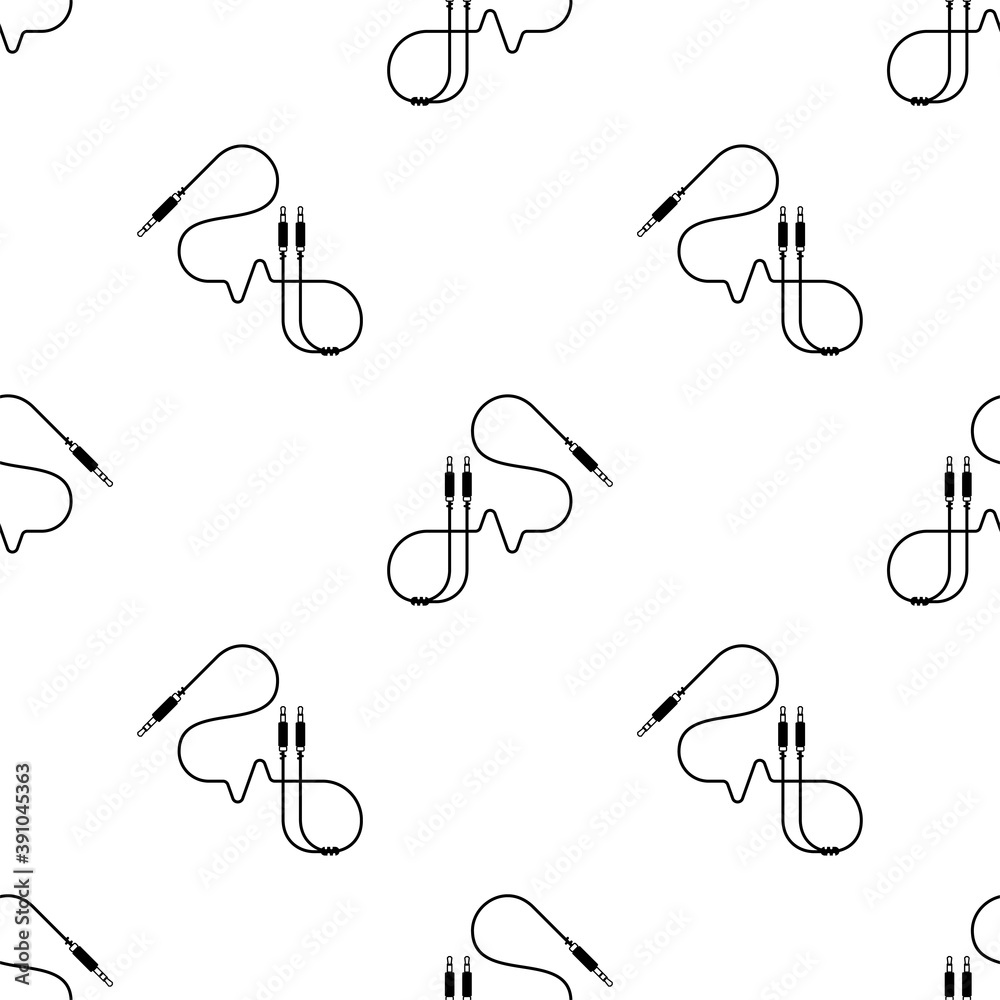 Audio Cable Icon, Plug Wire Seamless Pattern Audio Cable Icon, Plug Wire Seamless Pattern