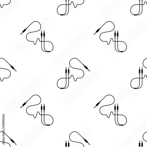 Audio Cable Icon, Plug Wire Seamless Pattern