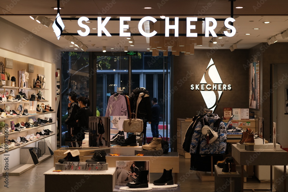 Shanghai/China-Nov.2020: facade shop sign of SKECHERS store. An American  footwear brand Stock Photo | Adobe Stock