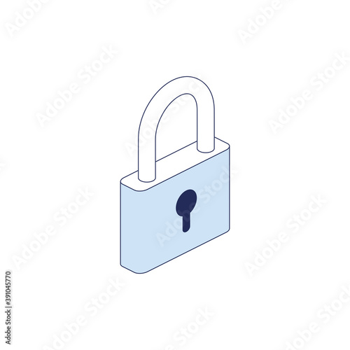 Locked. Vector 3d line isometric, color web icons, new flat style. Creative illustration, idea for infographics.