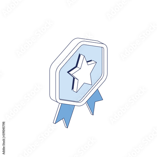 Medal star. Vector 3d line isometric, color web icons, new flat style. Creative illustration, idea for infographics.