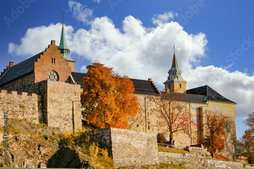 Photography Oslo and Akershus fortress in autumn colors,Norway,scandinavia,Europe