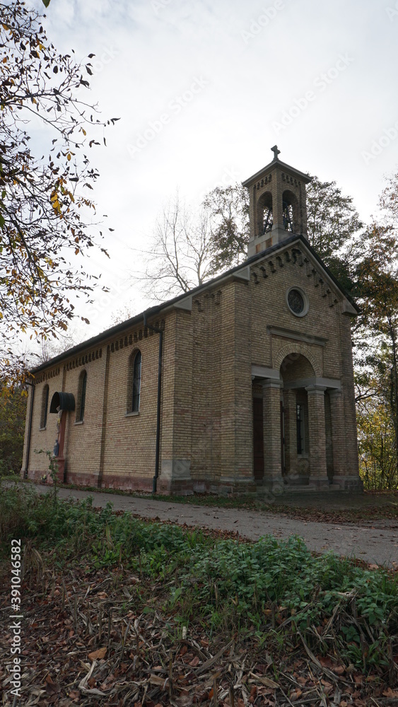 the monument St. Antoniuskapelle (built in 1887) in the Kapellenstrasse in the community Au am Rhein in the region Baden-Wuerttemberg in the month of November, Germany