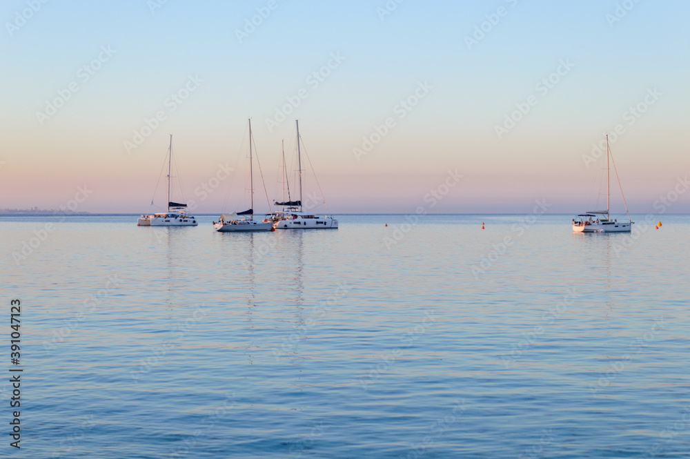 Sunrise at Cala Azzurra beach in Favignana, Italy