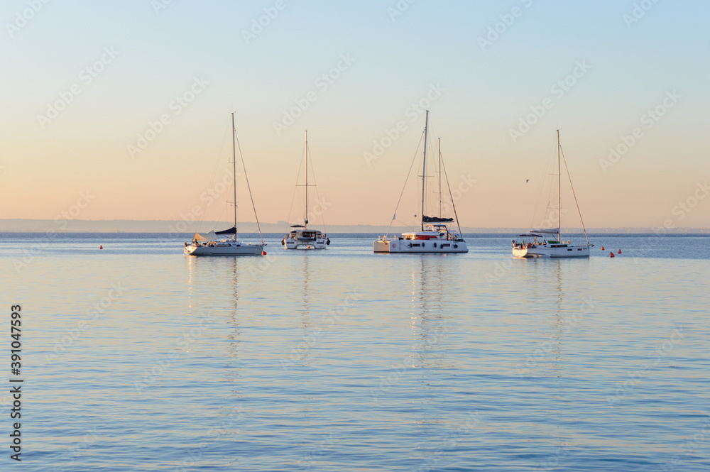 Sunrise at Cala Azzurra beach in Favignana, Italy