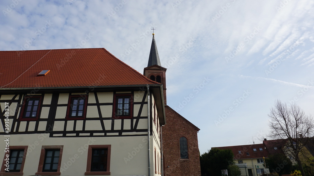 Obraz premium the St. Andreas parish church in the community Au am Rhein in the region Baden-Wuerttemberg in the month of November, Germany