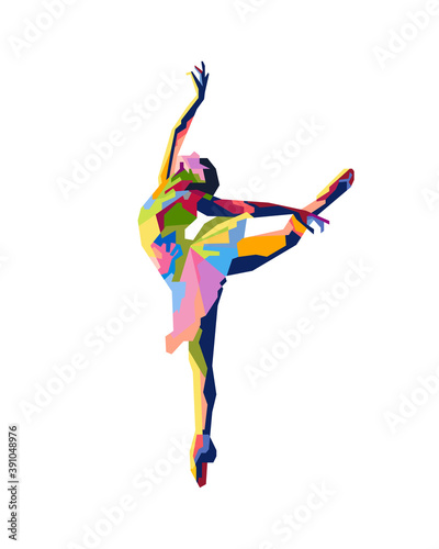 An abstract geometric ballet dance .Colorful with wpap style.vector eps10-editable