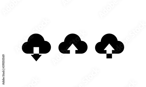 Upload to cloud icon set. Cloud download. Save arrow concept. Vector