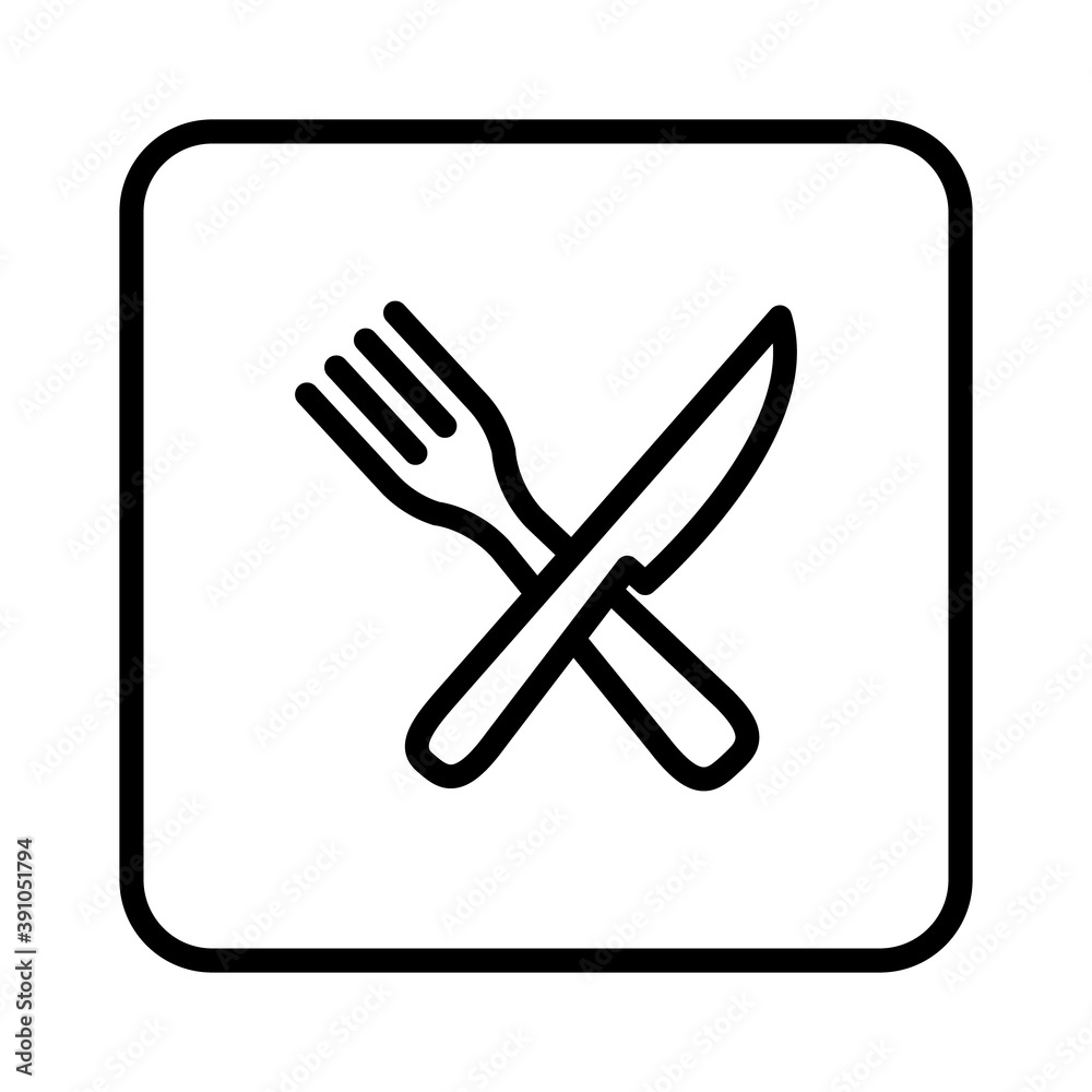Fork & Knife Restaurant Icon. Linear vector. Fork & Knife Restaurant Icon. Linear vector.