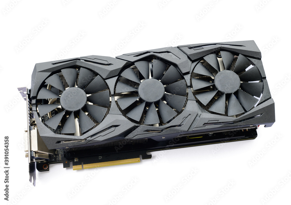 High performance graphics card on white background High performance graphics card on white background
