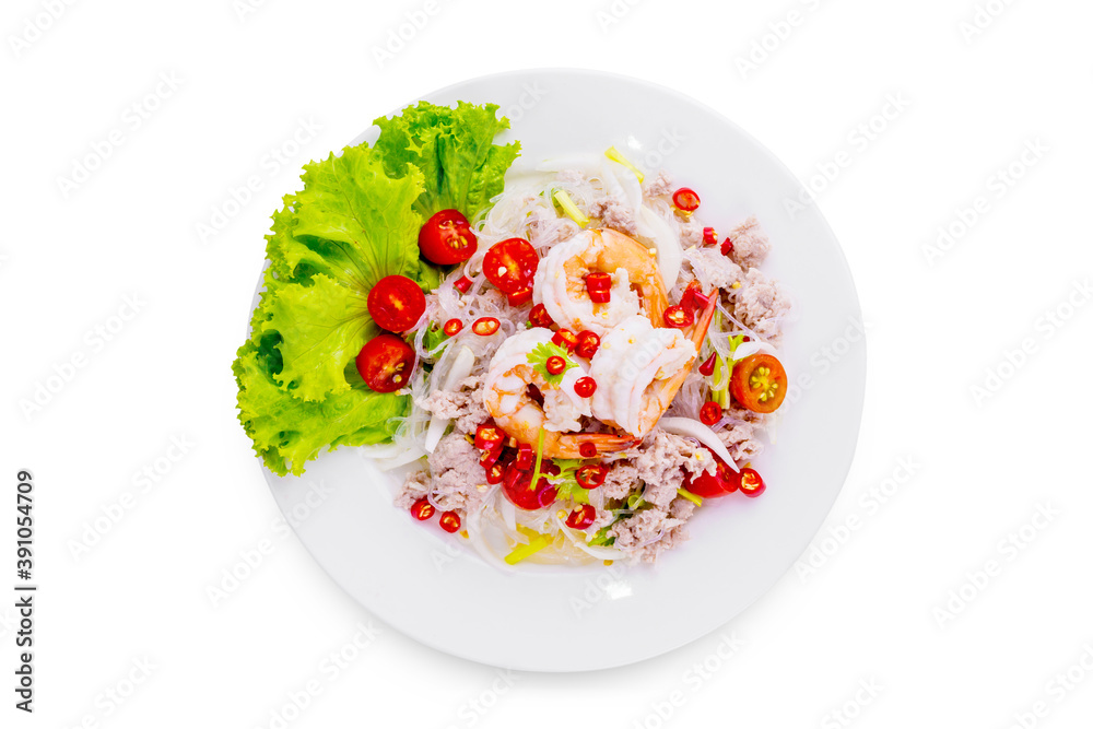 Spicy glass noodles with minced pork and shrimp Spicy glass noodles with minced pork and shrimp