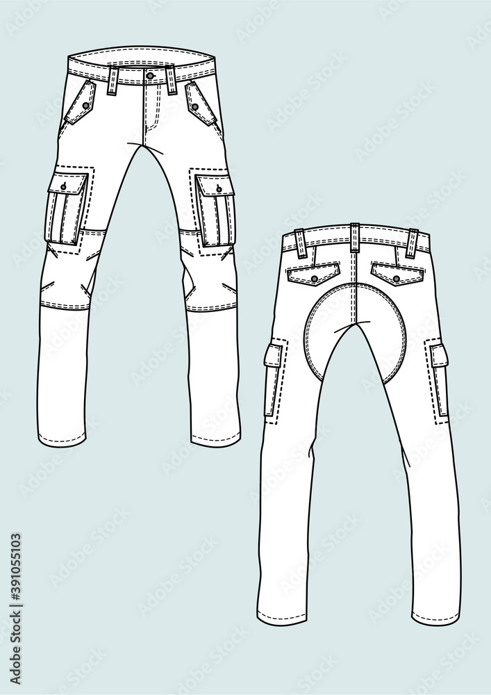 Pantaloni chino cargo uomo Stock Vector | Adobe Stock