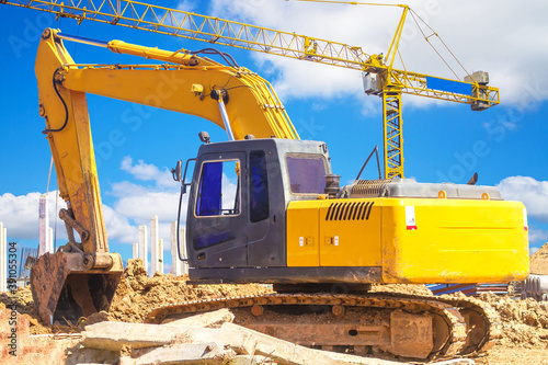 excavator on construction site