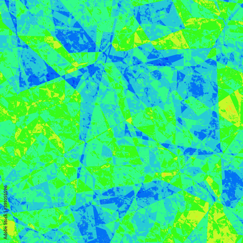 Fototapeta premium Green blue diamond shapes, abstract watercolor background with strokes