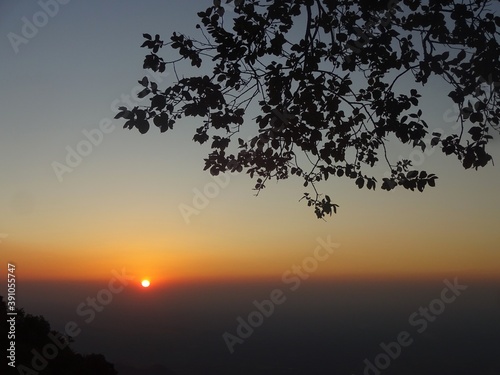 sunset in mountains photo