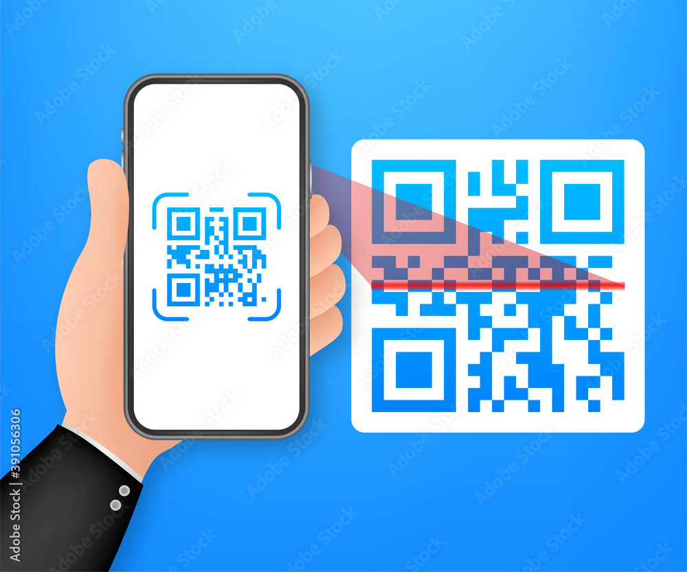 Scan QR code to Mobile Phone. Electronic, digital technology, barcode. Vector stock illustration. Scan QR code to Mobile Phone. Electronic, digital technology, barcode. Vector stock illustration.