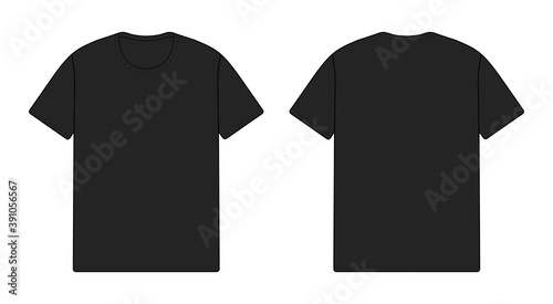T-Shirt Vektor Vorlage Vorderseite und Rückseite -schwarz photo