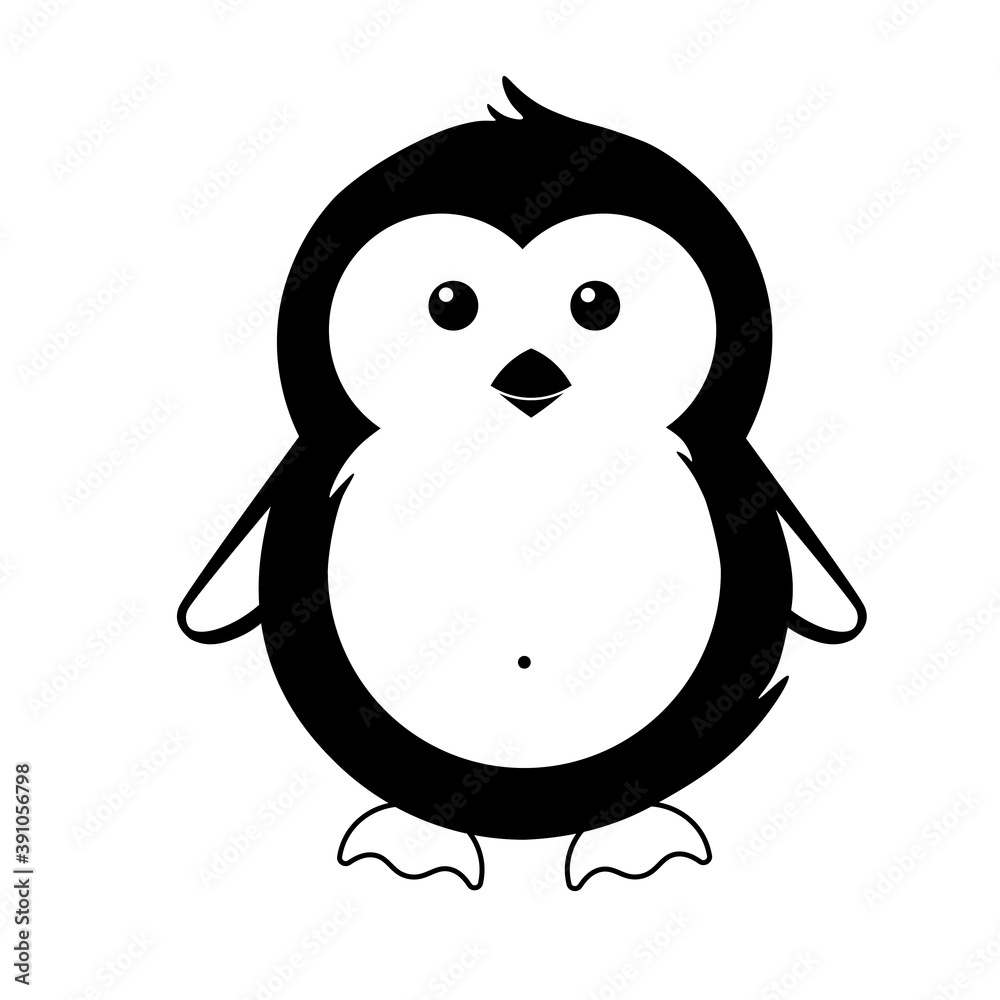 Simple illustration of cute winter penguin for Christmas holiday Simple illustration of cute winter penguin for Christmas holiday