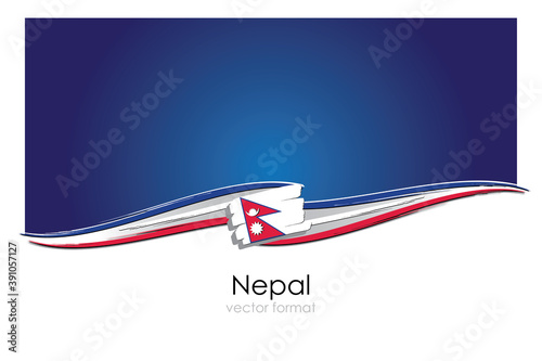 Nepal Flag with colored hand drawn lines in Vector Format