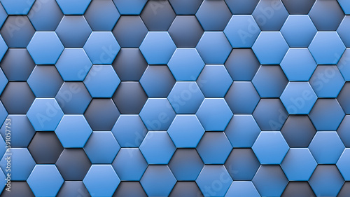 Stack of blue hexagonal cells.