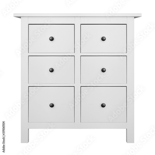 House furniture - Modern white six drawers narrow commode isolated