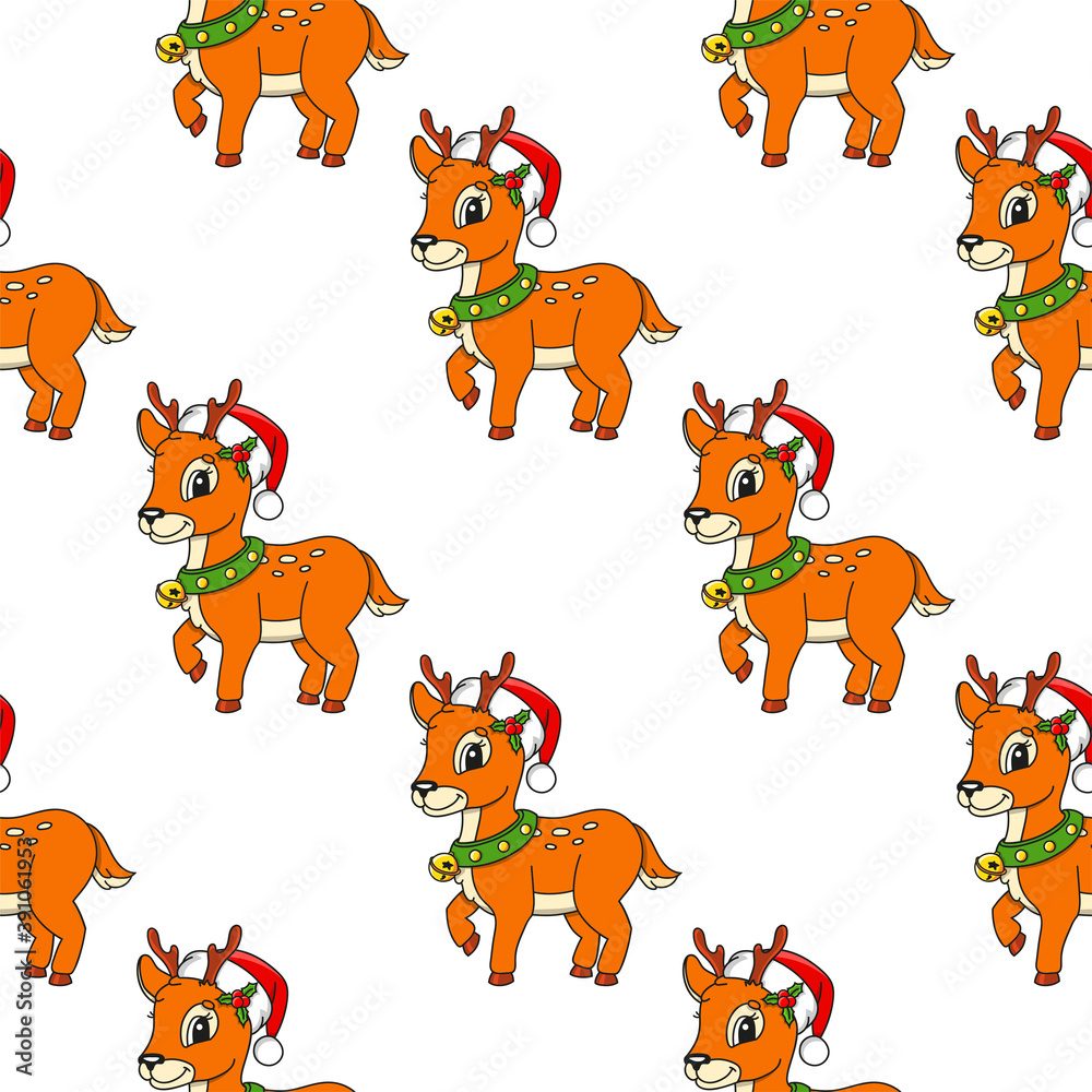 Obraz premium Color seamless pattern. Cartoon style. Bright design. For walpaper, poster, banner. Hand drawn. Vector illustration isolated on white background.