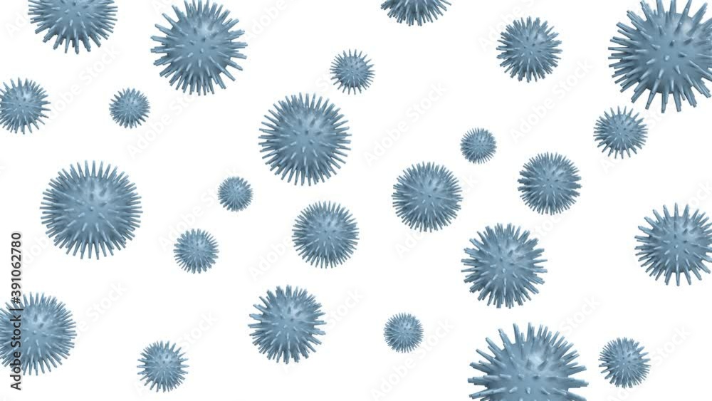 Kind of virus image.Virus concept.
Coronavirus,COVID-19,Influenza virus,Infection.
Loop able 3D rendering animaton.