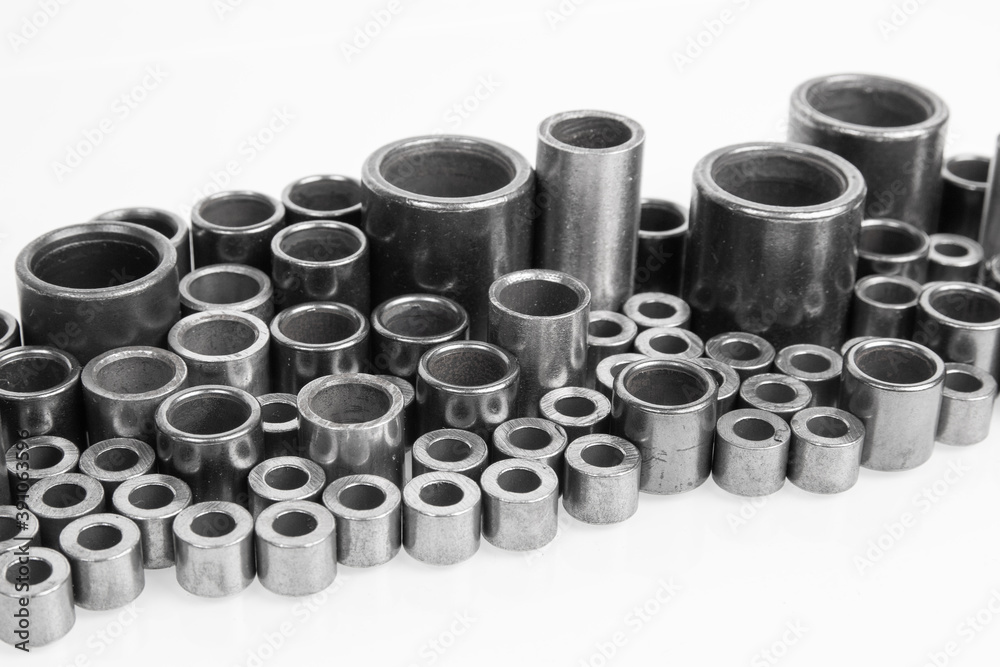 Metal cylinders - elements of the industrial driving roller chain Metal cylinders - elements of the industrial driving roller chain