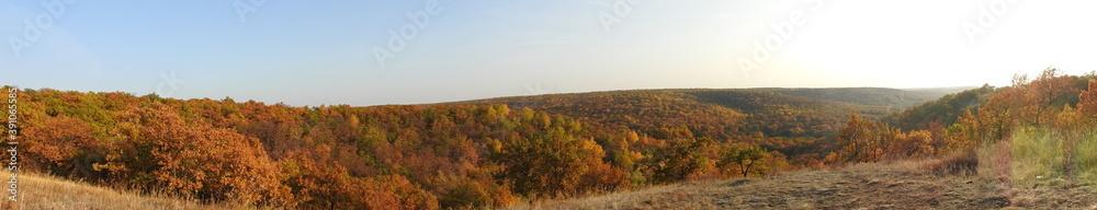 Panorama on autumn hills