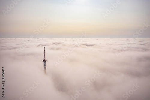 Lviv Television tower in clouds © Ruslan