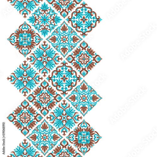 Italian ceramic tile seamless pattern. Mediterranean porcelain pottery.