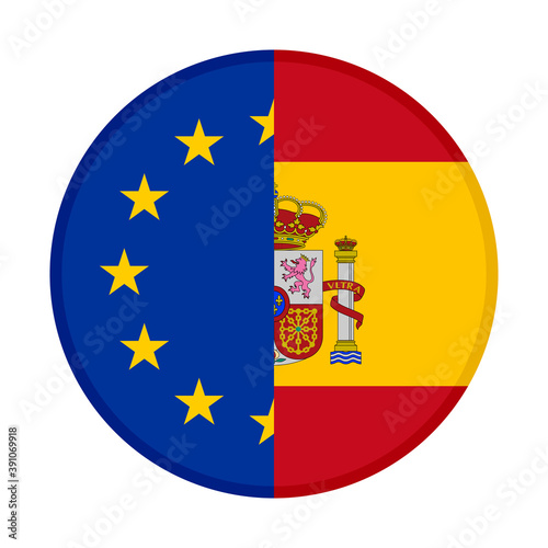 round icon with europe and spain flags