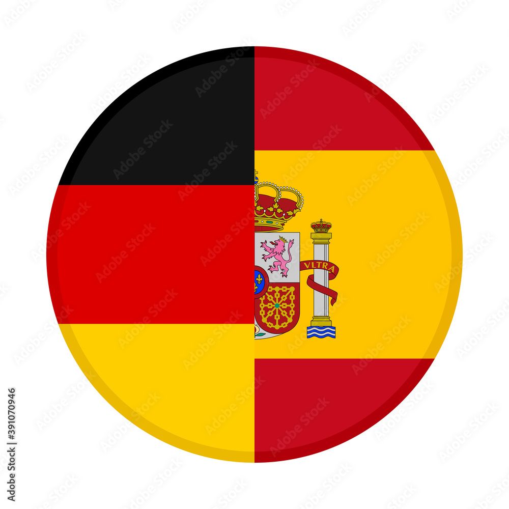 round icon with germany and spain flags. vector illustration isolated on white background