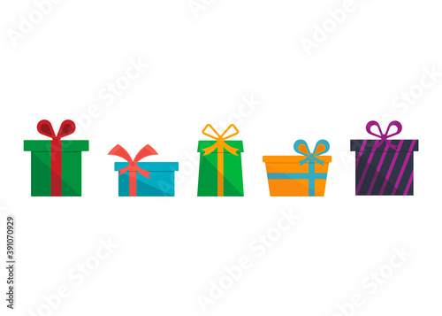Set of icons of gift boxes isolated on white background. Vector illustration.