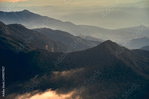 Obraz na płótnie Fog over the Doi Inthanon mountain, Chiang Mai Thailand. The highest peak of Thailand w salonie
