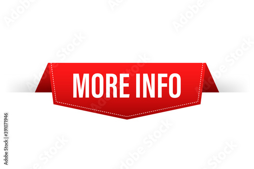 More info red ribbon for paper design. Communication icon symbol. Website template design. Vector stock illustration.
