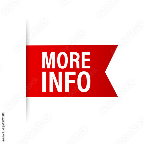 More info red ribbon for paper design. Communication icon symbol. Website template design. Vector stock illustration.