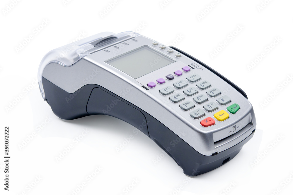 EDC machine or electronic data capture machine isolated on white background with clipping path EDC machine or electronic data capture machine isolated on white background with clipping path