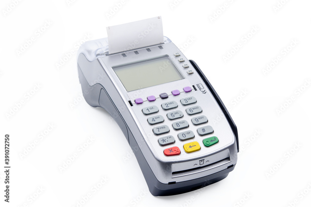 EDC machine or electronic data capture machine isolated on white background with clipping path EDC machine or electronic data capture machine isolated on white background with clipping path