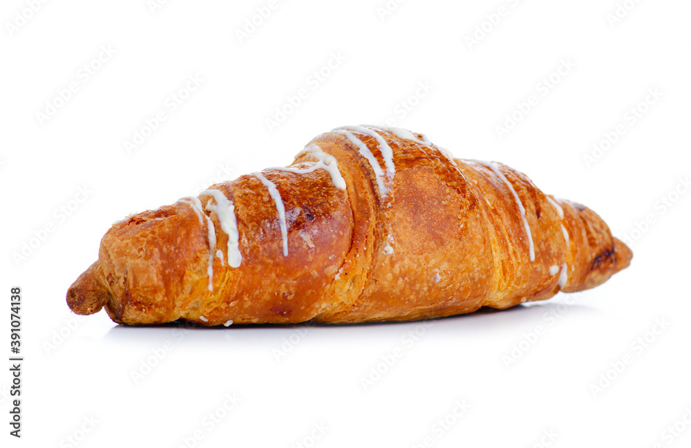 Fresh sweet croissant on white background isolation Fresh sweet croissant on white background isolation