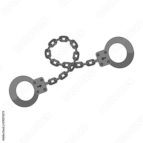 Grey Metal Handcuffs Isolated on White Background.