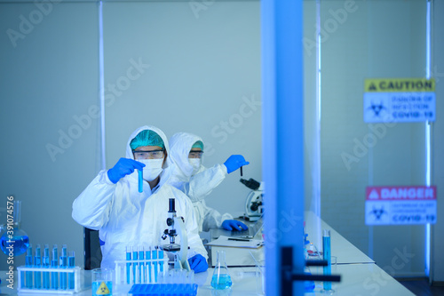 Scientist is testing and researching in laboratory, Science and technology healthcare concept