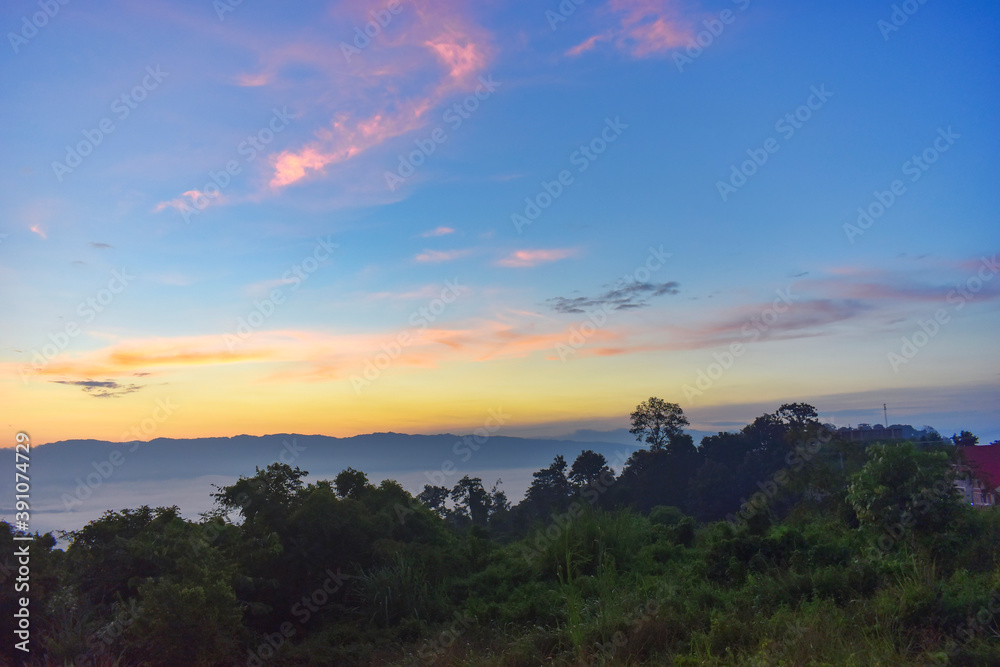 Obraz premium Sunset Landscape in Bangladesh and beautiful colorful sky.
