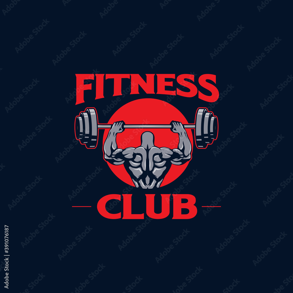 fitness logo of strong man holding dumbbell fitness logo of strong man holding dumbbell