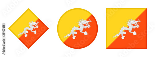 bhutan flag icon set. isolated on white background	