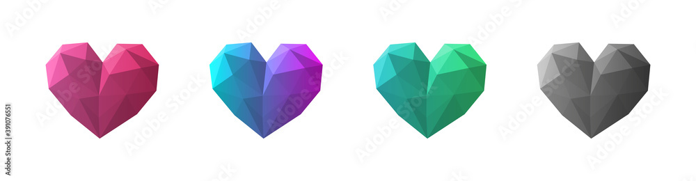 Set mit Polygon Herzen