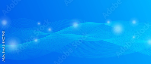 Abstract blue wave background, Bokeh of shining light, Vector graphics,