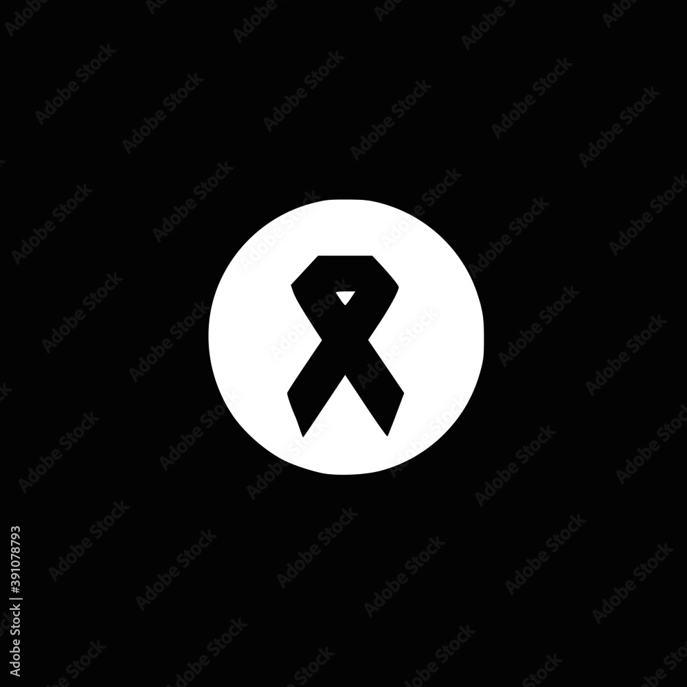 black center tie symbol for the dead in white circle. black center tie symbol for the dead in white circle.