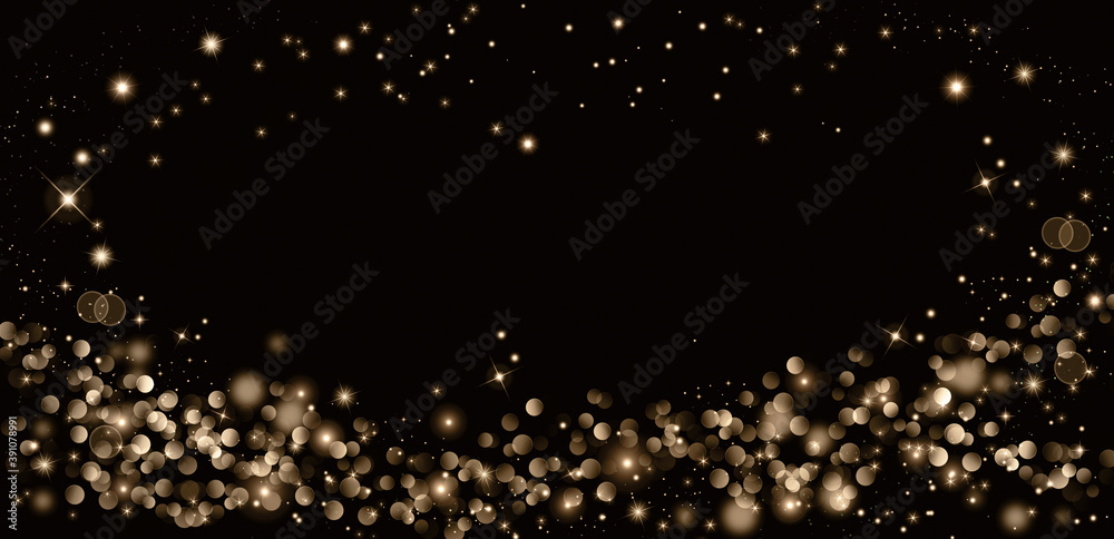 Christmas golden or silver glitters on black, Merry Christmas and happy New Year greeting card Christmas golden or silver glitters on black, Merry Christmas and happy New Year greeting card
